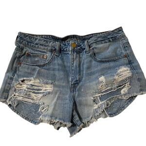 American Eagle Hi-Rise Festival Shorts Cut Offs Medium Wash Size 10